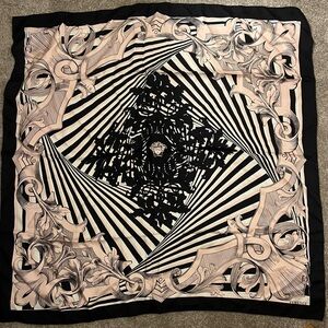 NWOT Versace Black and Light Pink Medusa Silk Scarf